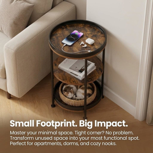 Livingroom Furniture Supplier E1 P2 Engineered Wood <b>End</b> <b>Table</b> with <b>Storage</b> Shelf, Side for Wholesale - Product Image 2