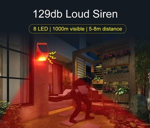 PIR cảm biến năng lượng mặt trời cảnh báo đèn IP65 8Leds DC phí thời gian để scare Off Crop tàu khu trục 1-8M công suất cao phát sóng Loa WI - Product Image 5