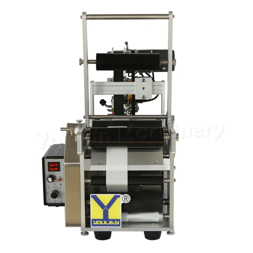 MT-50B Semi-automatic Sticker Labeling Machine for Round Bottles Cans Jars with Expire Date Printer