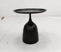 Table d'appoint moderne de luxe en aluminium noir EK-GSDZST-001, table de chevet sur piétement pour jardin extérieur, villa