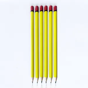 标准尺寸六角形木制石墨铅笔定制预削尖HB铅黄色散装铅笔