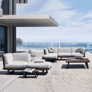 Ensemble de salon de jardin en teck pour villa, canapé d'extérieur modulable, mobilier de jardin très demandé - Product Image 2