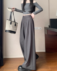 Pantalons larges pour femmes, nouvelles arrivées été 2025, pantalons droits amples et drapés haut de gamme pour petites silhouettes - Product Image 4