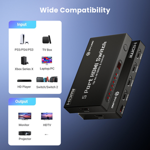 SYong สวิตช์ HDMI 5 In1เอาต์พุตคุณภาพสูงสำหรับ4K60Hz HDMI2.0 HDCP2.2ที่มี3D IR Dolby Vision สามารถใช้งานได้กับ Xbox PS4 Apple <span class=keywords><strong>TV</strong></span> และ PC - Product Image 3