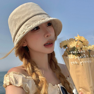 Japanese Style Floral Cotton Linen Bucket <b>Hat</b> For Women <b>Summer</b> Breathable Sun Protection Shade <b>Hat</b> - Product Image 4