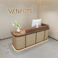 Comptoir en rotin de style japonais et chinois rétro, bureau d'accueil pour magasin de vêtements, gîte et restaurant, vente en gros