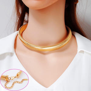 Großhandel Mode Edelstahl Schmuck 18 Karat vergoldet wasserdicht übergroße klobige elastische Schlange dicke Kette Choker Halskette - Product Image 4
