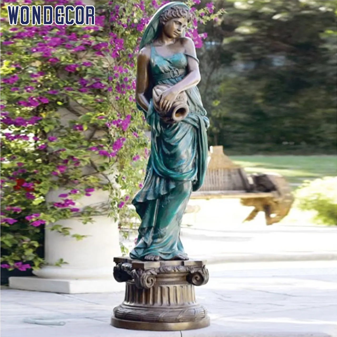 Wondecoration-estatua de Metal para exteriores, estatua de bronce de tamaño real para jardín, fuentes de agua
