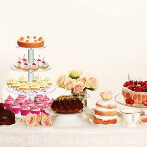 Acrylic Candy Display Display 4 Tier Round Cake Stand Clear Acrylic Cupcake Tier Stand Holder Rack Dessert Fruit Cake Cookie Candy Display Tower