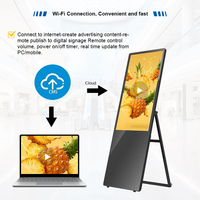 Lecteur publicitaire LCD d'intérieur de 32 pouces, portable, pliable, intelligent, machine publicitaire électronique sur pied
