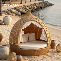 Tempat tidur santai luar ruangan, Balkon taman, tempat tidur bulat, Sofa kolam renang luar ruangan tepi pantai, kursi berbaring