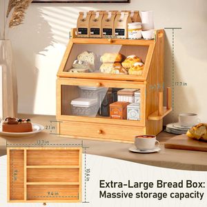 Caja de Pan de Bambú An Yue con Almacenamiento para Cubiertos, Cajón de Almacenamiento de Alimentos para Cocina a Prueba de Humedad, 2 Niveles - Product Image 4