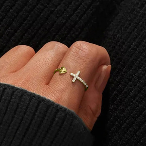 CAOSHI Classic Heart and <strong>Cross</strong> Design Dazzling Cubic Zirconia <strong>Rings</strong> Wedding <strong>Silver</strong>/Gold Color Plated CZ <strong>Rings</strong> Jewelry for Women - Product Image 4
