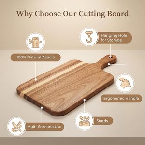 Tablas de Madera de Acacia al por Mayor, Tablas de Cortar con Asas para Cocina, Grabado Láser, Regalo Personalizado - Product Image 2