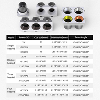 Spot de plafond carré blanc noir Downlight Double tête Led projecteurs Anti-éblouissement encastré intérieur plafonnier