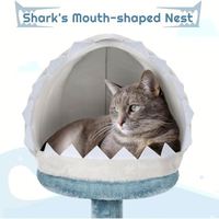 Arbre à chat multi-niveaux pliable, moderne, imperméable, pour le voyage, avec mobilier en peluche, comprenant Nid Bouche de requin, Perchoir Étoile de mer et Méduse