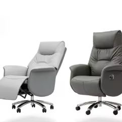 Sedia Direzionale Ergonomica in Pelle, Poltrona da Ufficio Regolabile con Schienale Alto per Dirigenti - Product Image 4