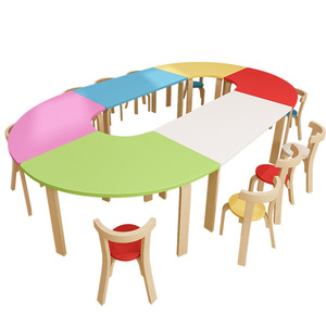 Ensemble table et chaise de dessin et d'art en bois massif pour enfants, design moderne et simple, origine Chine, bureau de tutorat pour école primaire et tout-petits - Product Image 5