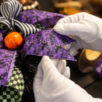 Guirlande d'Halloween pour porte d'entrée, avec nœud et crâne, décoration murale intérieure et extérieure pour fête d'Halloween, thème horreur