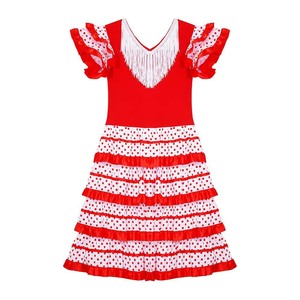 Donne adulte spagnole con maniche arricciato a punti a strati abito da Flamenco latino abiti da ballo TRAD-005 - Product Image 4