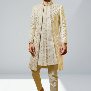 NEW ELEGANT and BEAUTIFUL EMBROIDERY on SHERWANI WITH SILK FABRIC >Men's Suits & <b>Blazer</b>>Men's Suits - Product Image 4