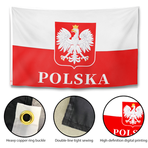 Bandera de <span class=keywords><strong>Polonia</strong></span> (Polska) de 3x5 pies, <span class=keywords><strong>Escudo</strong></span> de Armas del Águila Polaca, Bandera de Poliéster de Doble Cara para Decoración Patriótica - Product Image 3
