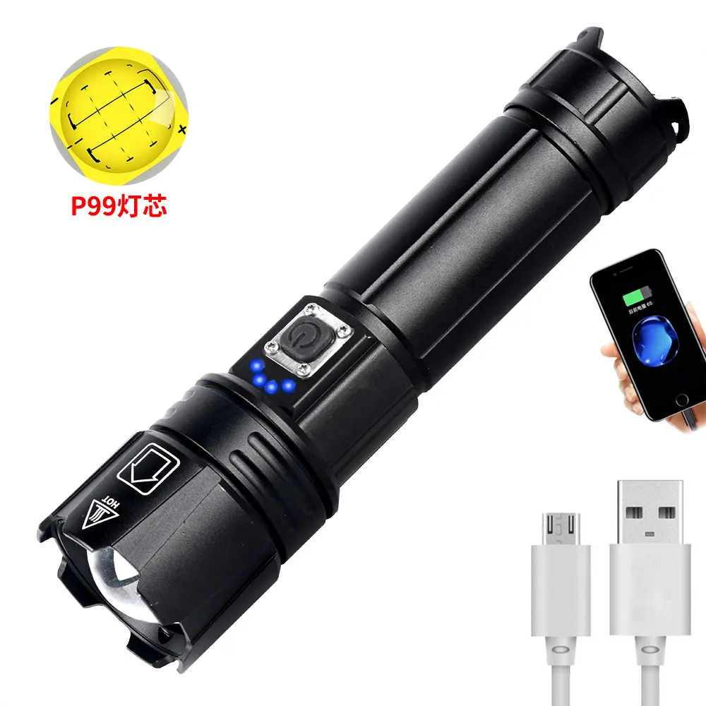 100000 Lumen Laser Hunting Emergency Aluminum USB C Rechargeable Tactical Led Torches Flashlights