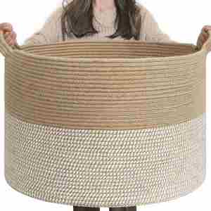 Cesto de Ropa para Bebé al por Mayor, Cesta de Algodón con Cuerda para Mantas, para Sala de Estar, Lavandería, Guardería, Almohadas, Juguetes de Bebé - Product Image 1