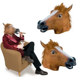 2023 New Design Funny Wacky Materialized Masquerade Full Face Soft Plastic Headgear Halloween Costume Party Horse Head Mask