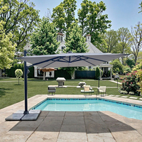 Grand parasol carré de 3m pour meubles de jardin en porte-à-faux Parasol de terrasse bon marché avec frange pour hôtel et extérieur
