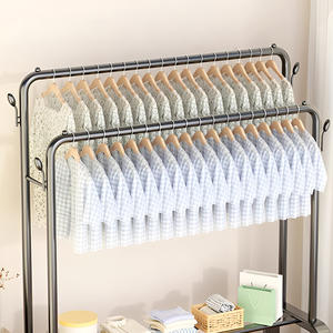 Perchero de Ropa de <span class=keywords><strong>Metal</strong></span> Grueso con Doble Barra y Ganchos, Organizador de Ropa de Gran Capacidad de 150 cm para Dormitorio y Balcón - Product Image 4