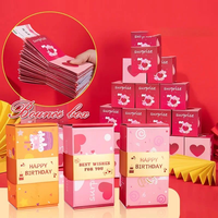 Caja de Regalo Sorpresa de Navidad con Dinero Explosivo, Sobre Rojo Plegable Único con Confeti para Dinero en Efectivo