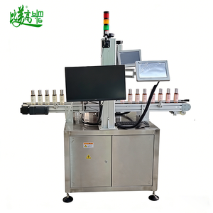 Équipement de marquage laser UV à deux têtes pour bouteilles d'emballage cosmétique, solution de marquage anti-contrefaçon avec code matriciel <span class=keywords><strong>et</strong></span> convoyeur servo - Product Image 1
