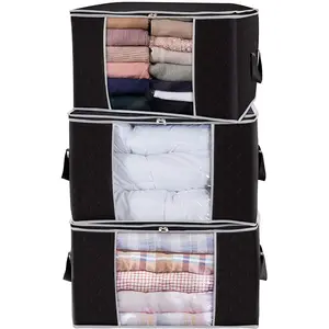 FF230热卖3层无纺布手提包可折叠被子毛毯收纳器拉链大容量衣物收纳袋