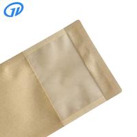 Sachet en papier kraft thermoscellable avec fenêtre, finition mate, résistant à l'humidité, qualité alimentaire, emballage plat / pochette autoportante pour usage professionnel