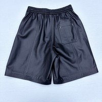 Shorts en cuir de mouton noir 100% pour femme, multi-poches symétriques, cuir souple de qualité supérieure, bas en cuir, décontracté, pour tous les jours, style streetwear