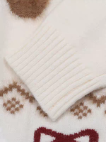 Écharpe fine en crochet de style preppy avec imprimé animal mignon, pull pour femme avec col boutonné