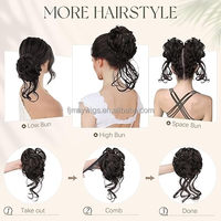 Moño de Pelo Sintético Rizado y Despeinado con Clip, Extensión de Moño con Pelo Sintético de Alta Calidad para Mujer, Color Personalizado