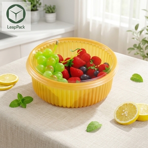 Caja Redonda de Plástico PET Transparente Desechable y Sellada para Empacar Pan, Hamburguesas y Alimentos Enlatados con Diseño de Nube de Palabras en Relieve - Product Image 3
