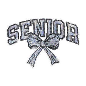 Écusson Senior 2026 avec nœud, applique brodée holographique pour vêtements de remise de diplôme, vestes et sacs - Product Image 1