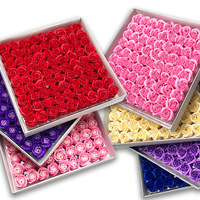 81 pièces de savon floral en forme de rose pour le bain et le corps, parfumé, cadeau pour mariage et Saint-Valentin, tête de fleur de rose en savon