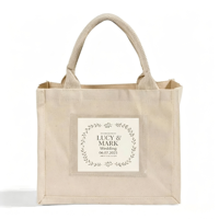 Bolsas de Regalo Personalizadas al por Mayor, Bolsas Resistentes para Recuerdos de Bodas y Fiestas con Bolsillo Transparente de PVC, Bolsa de Lona Cuadrada Compacta