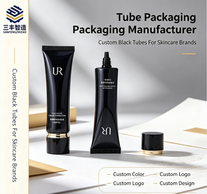 Glossy Black PE Squeeze Tube with Short Conical Tip Two-tone Black Gold Screw Cap 25mm Diameter for Liquid Foundation Concealer - Product Image 5
