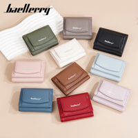 Dompet Wanita Baellerry RFID PU Kulit Model Pendek Multi-slot Tempat Koin Mini