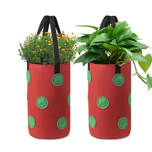 grow hanging Strawberry Planting Bag tomato grow bags 3 Gallon Sturdy Hanging Handle Thickened Breathable Felt Cloth