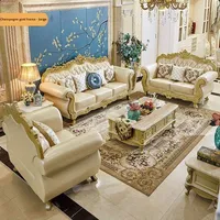 Ensemble de canapés sectionnels Chesterfield européens en similicuir, rembourrage en éponge, structure en bois massif, motif sculpté, personnalisable