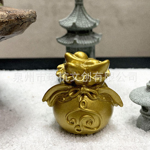 Bolsa de la suerte de estilo chino, decoración de lingotes de oro y plata, forma redonda, resina sintética, decoración del hogar para sala de estar, dormitorio, estudio - Product Image 3