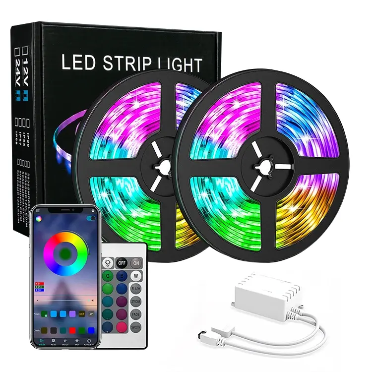 BKE LED WIFI Smart LED bandes lumineuses 5M 12V RGB LED bande lumineuse extérieure étanche IP68 Flexible voiture lumières ambiantes