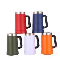 Mug isotherme réutilisable de 20 oz personnalisé pour véhicule, avec poignée, pour bière ou comme thermos.