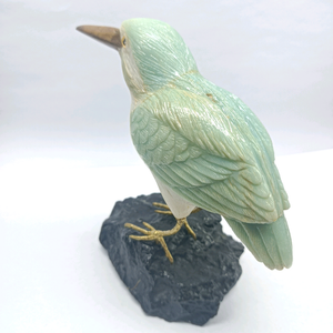 Cuarzo Azul/Calcita Negra, Tallado de Pájaro de Arte Popular para Regalos Navideños BJ1116 - Product Image 4